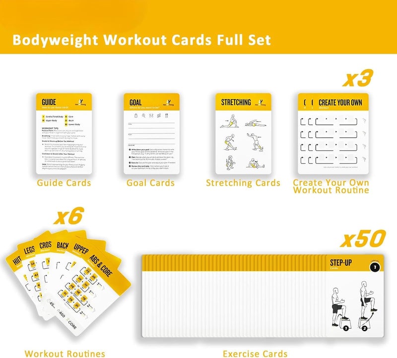 ELAORY Bodyweight Exercises Cards, 62 Workout Cards Deck Large Size 5" x 3.5" Fitness Cards for Women & Men, Beginner Fitness Guide to Training Exercises at Home or Gym - Image 3